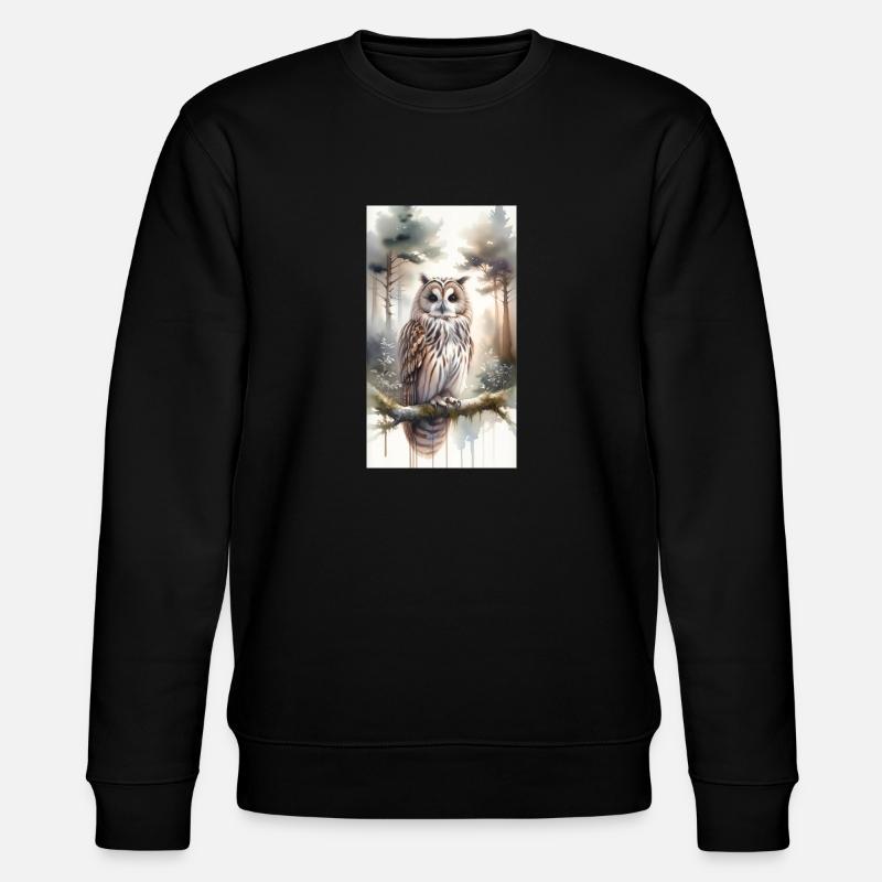 Eule im Aquarell - Stanley/Stella Unisex Bio-Sweatshirt CHANGER  - Schwarz