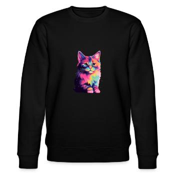 Universe Cat - Stanley/Stella Unisex Bio-Sweatshirt CHANGER  - Schwarz - Vorne - Nik (191cm) & Marisol (170cm)