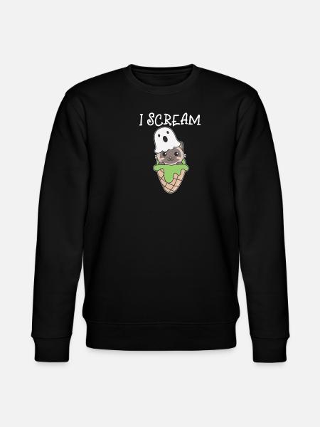 Gatto Halloween Fantasma I Scream Ice Cream Pun - Felpa ecologica unisex CHANGER di Stanley/Stella - nero