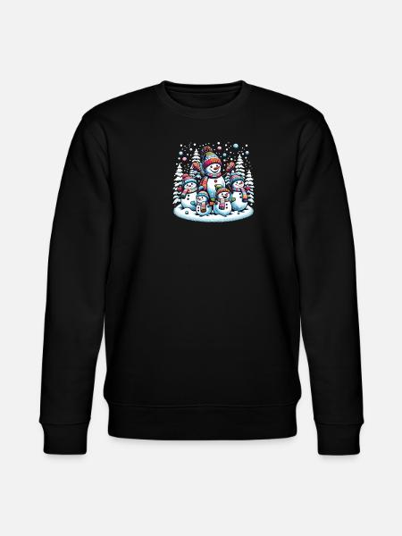 Adorabile pupazzo di neve famiglia inverno - Felpa ecologica unisex CHANGER di Stanley/Stella - nero