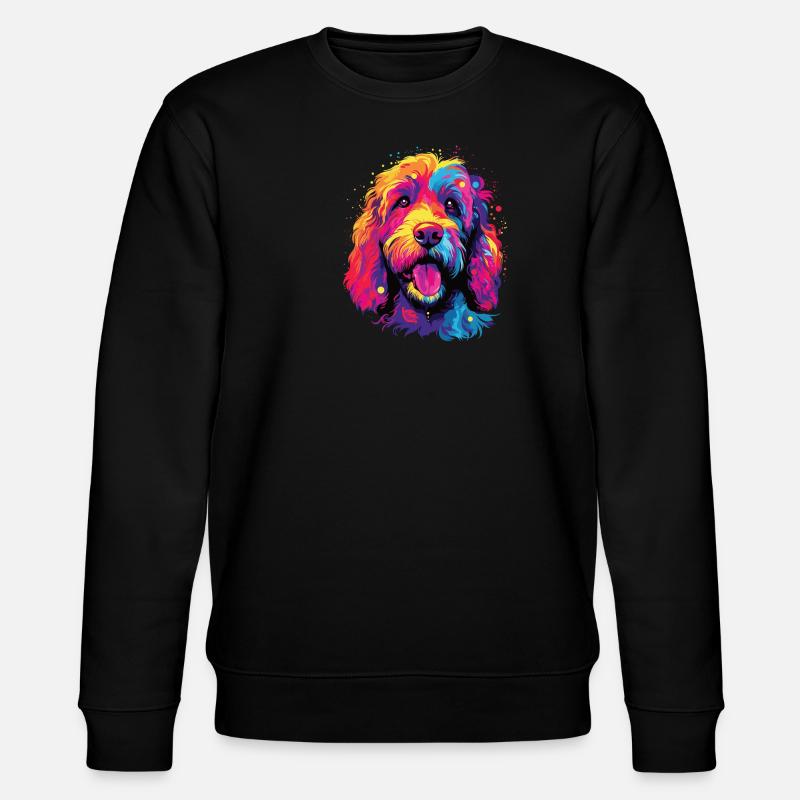 Wasserfarben Farbenfroher Labradoodle - Stanley/Stella Unisex Bio-Sweatshirt CHANGER  - Schwarz