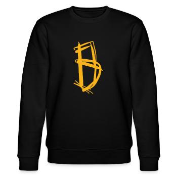 Orange B in abstract script - Stanley/Stella CHANGER Unisex Organic Sweatshirt - black - Front - Nik (191cm) & Marisol (170cm)