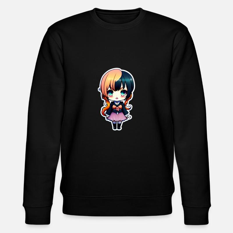 Nettes Chibi-Mädchen, süßer Chibi-Aufkleber - Stanley/Stella Unisex Bio-Sweatshirt CHANGER - Schwarz