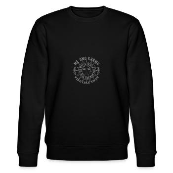 Moi et Karma Vibe Comme ça Le karma est un chat - Sweat bio CHANGER Stanley/Stella Unisexe - noir - Devant - Nik (191cm) & Marisol (170cm)
