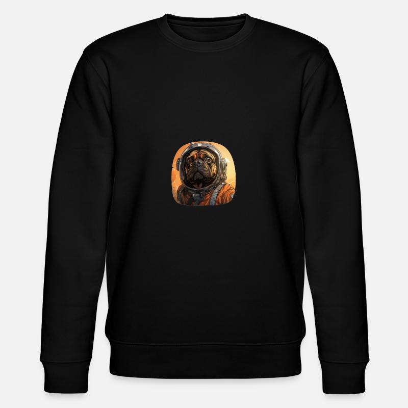 Pug Austronaut - Stanley/Stella CHANGER Unisex Organic Sweatshirt - black