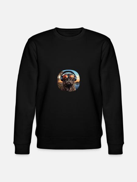 Pug headphones sunglasses vintage - Stanley/Stella CHANGER Unisex Organic Sweatshirt - black