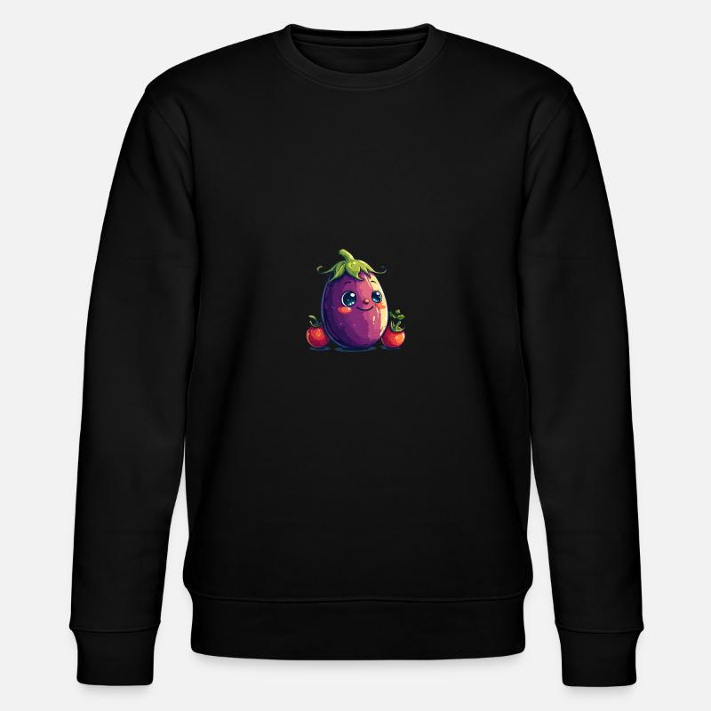 Eggplant Comic Face - Stanley/Stella CHANGER Unisex Organic Sweatshirt - black