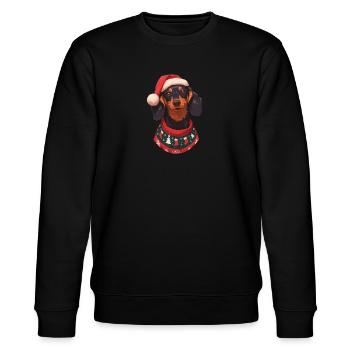 Weihnachtsmotiv mit einem Dackel - Stanley/Stella Unisex Bio-Sweatshirt CHANGER  - Schwarz - Vorne - Nik (191cm) & Marisol (170cm)