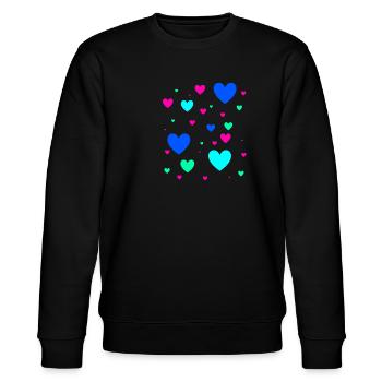 Herzen,bunt, blau, rosa,pink,Herz - Stanley/Stella Unisex Bio-Sweatshirt CHANGER  - Schwarz - Vorne - Nik (191cm) & Marisol (170cm)