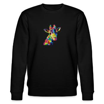 Verrückte Giraffe - Stanley/Stella Unisex Bio-Sweatshirt CHANGER  - Schwarz - Vorne - Nik (191cm) & Marisol (170cm)