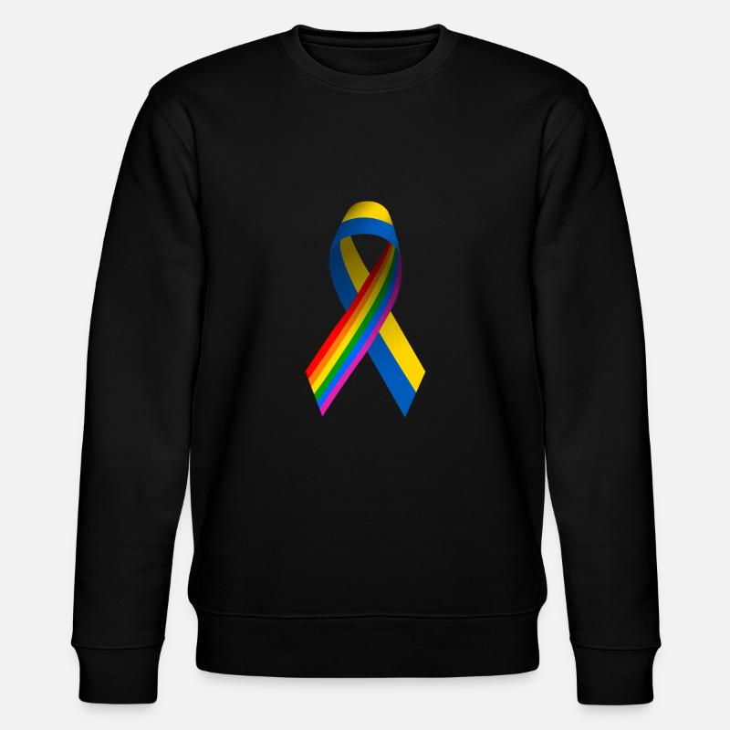 Schleife Ukraine mit Regenbogen - Stanley/Stella Unisex Bio-Sweatshirt CHANGER  - Schwarz