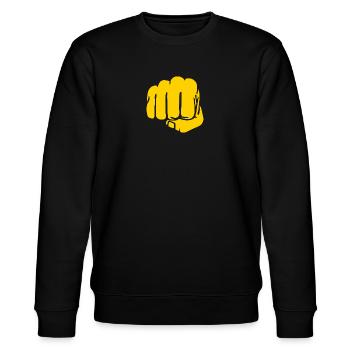 Fist graphic - Stanley/Stella CHANGER Unisex Organic Sweatshirt - black - Front - Nik (191cm) & Marisol (170cm)