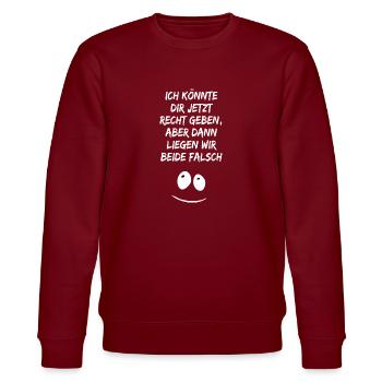 I could agree with you now - Stanley/Stella CHANGER Unisex Organic Sweatshirt - burgundy - Front - Nik (191cm) & Marisol (170cm)