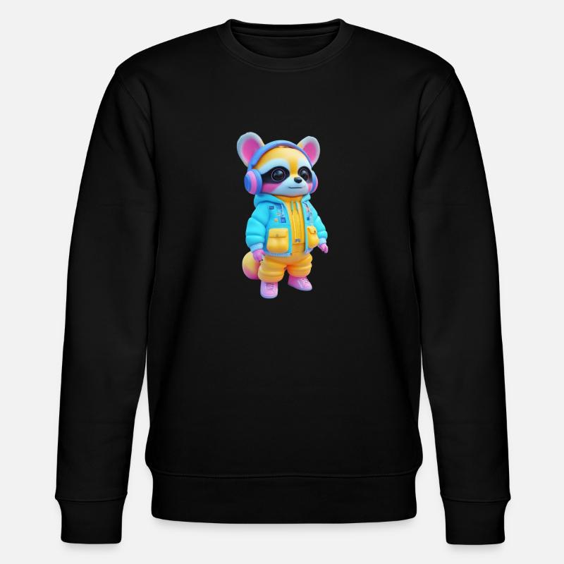 Waschbär mit Kopfhörern - Stanley/Stella Unisex Bio-Sweatshirt CHANGER  - Schwarz