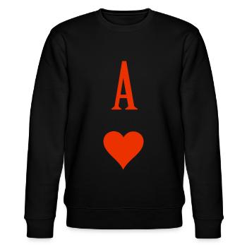 Herz-Ass-Karte zum Pokern - Stanley/Stella Unisex Bio-Sweatshirt CHANGER  - Schwarz - Vorne - Nik (191cm) & Marisol (170cm)