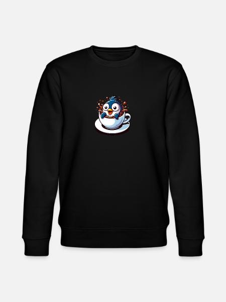 Funny Penguin Coffee Caffeine Lover - Stanley/Stella CHANGER Unisex Organic Sweatshirt - black
