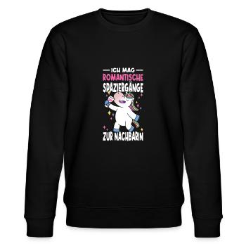 Ich Mag Romantische Spaziergänge Zur Nachbarin - Stanley/Stella Unisex Bio-Sweatshirt CHANGER  - Schwarz - Vorne - Nik (191cm) & Marisol (170cm)