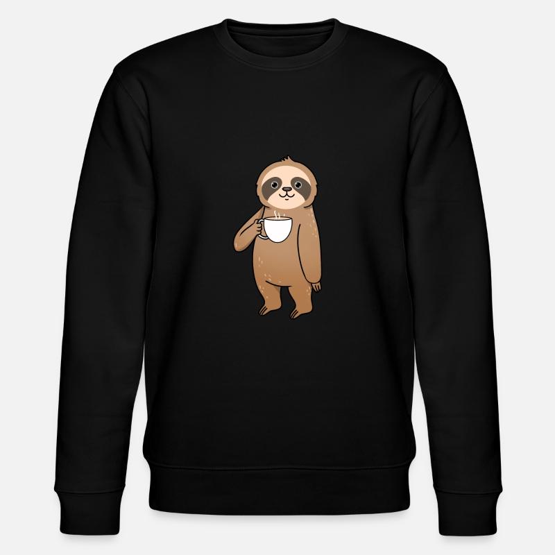 Faultier trinkt Kaffee - Stanley/Stella Unisex Bio-Sweatshirt CHANGER  - Schwarz