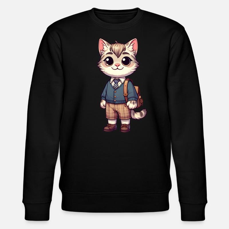 Chat écolier mignon - Sweat bio CHANGER Stanley/Stella Unisexe - noir