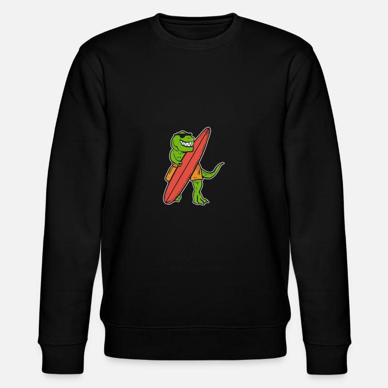 Dino Surfer Surfer Gift - Stanley/Stella Unisex Bio-Sweatshirt CHANGER  - Schwarz