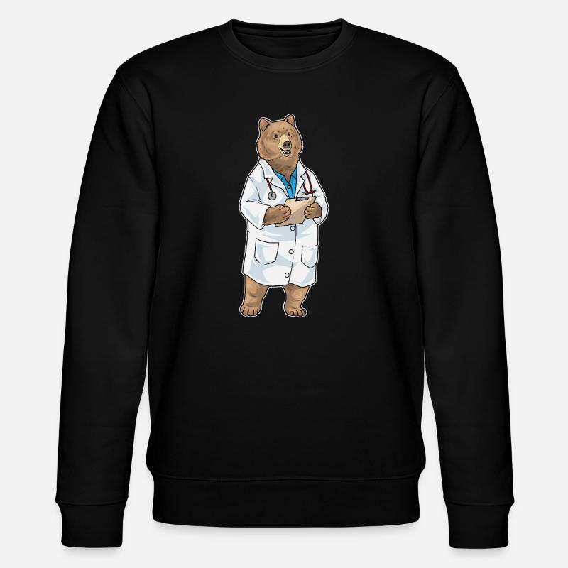 Bär Arzt Stethoskop - Stanley/Stella Unisex Bio-Sweatshirt CHANGER  - Schwarz