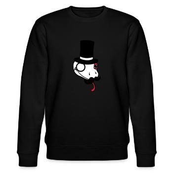 kopf herr sir gentlemen zylinder reich monokel bri - Stanley/Stella Unisex Bio-Sweatshirt CHANGER  - Schwarz - Vorne - Nik (191cm) & Marisol (170cm)