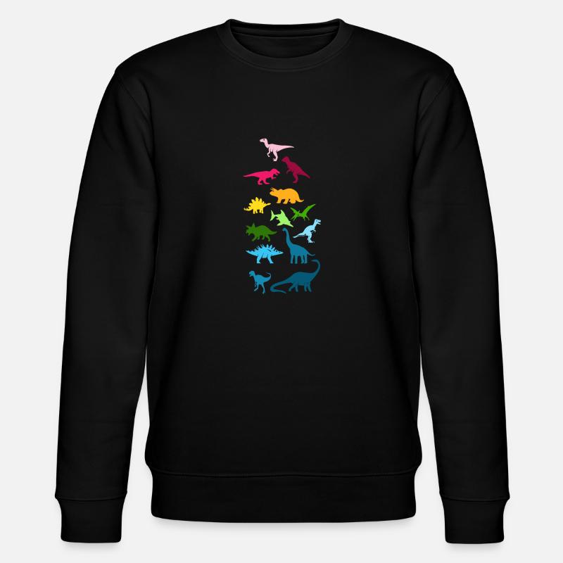 Bunte Dinosaurier - Stanley/Stella Unisex Bio-Sweatshirt CHANGER  - Schwarz