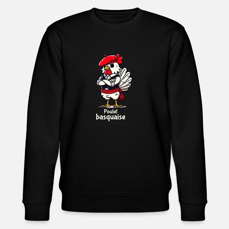 Poulet Basquaise - Texte clair - Sweat bio CHANGER Stanley/Stella Unisexe - noir