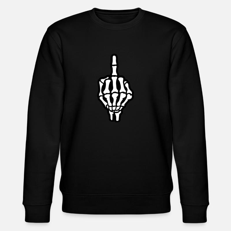 Skeleton Middle Finger Hand - Stanley/Stella CHANGER Unisex Organic Sweatshirt - black