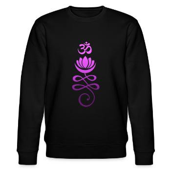 Zierliche Om-Symbol - Stanley/Stella Unisex Bio-Sweatshirt CHANGER  - Schwarz - Vorne - Nik (191cm) & Marisol (170cm)