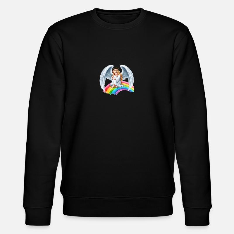 Engel auf Regenbogen - Stanley/Stella Unisex Bio-Sweatshirt CHANGER  - Schwarz