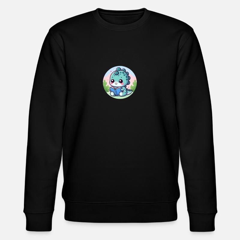 Lesender Dinosaurier - Stanley/Stella Unisex Bio-Sweatshirt CHANGER - Schwarz