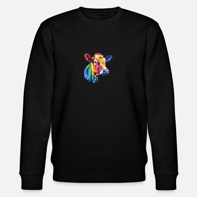 Bunte Kuh Regenbogen Kunstwerk - Stanley/Stella Unisex Bio-Sweatshirt CHANGER  - Schwarz