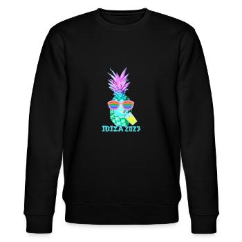 Ibiza,Urlaub, Ibiza 2023, Party, Ananas - Stanley/Stella Unisex Bio-Sweatshirt CHANGER  - Schwarz - Vorne - Nik (191cm) & Marisol (170cm)