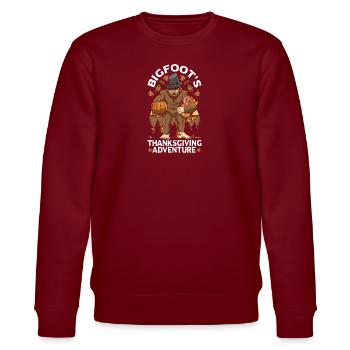 Bigfoot Thanksgiving Pilgrims - Stanley/Stella CHANGER Unisex Organic Sweatshirt - burgundy - Front - Nik (191cm) & Marisol (170cm)