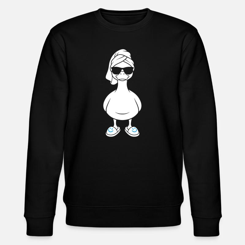 Sonnen-Duck mit Badetuch und Slippern - Stanley/Stella Unisex Bio-Sweatshirt CHANGER - Schwarz