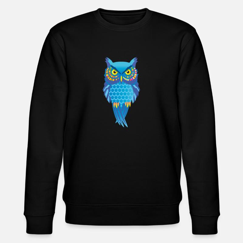 Eule blau, bunt Vogel auffallend - Stanley/Stella Unisex Bio-Sweatshirt CHANGER  - Schwarz