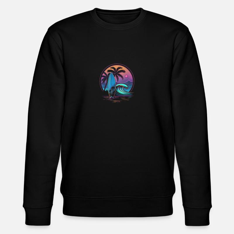 Surfen Retro Wave Surfer Geschenk - Stanley/Stella Unisex Bio-Sweatshirt CHANGER  - Schwarz