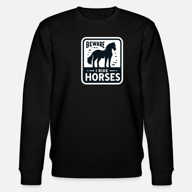 Vorsicht, ich reite Pferde - Stanley/Stella Unisex Bio-Sweatshirt CHANGER  - Schwarz