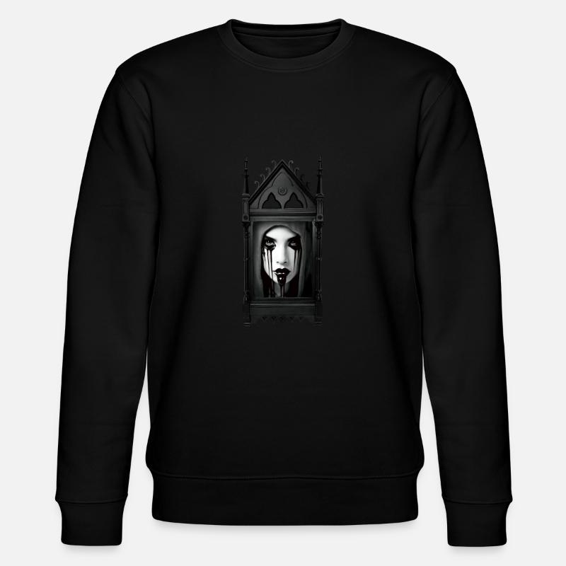 Porzellanfrau und Gothic-Rahmen - Stanley/Stella Unisex Bio-Sweatshirt CHANGER  - Schwarz