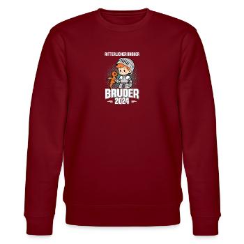 Ritterlicher Großer Bruder 2025 Geschwister - Stanley/Stella Unisex Bio-Sweatshirt CHANGER  - Burgunderrot - Vorne - Nik (191cm) & Marisol (170cm)