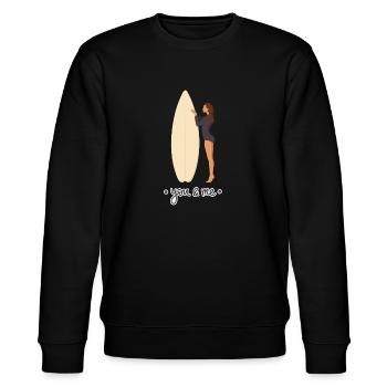 Surfbrett and me - Stanley/Stella Unisex Bio-Sweatshirt CHANGER  - Schwarz - Vorne - Nik (191cm) & Marisol (170cm)