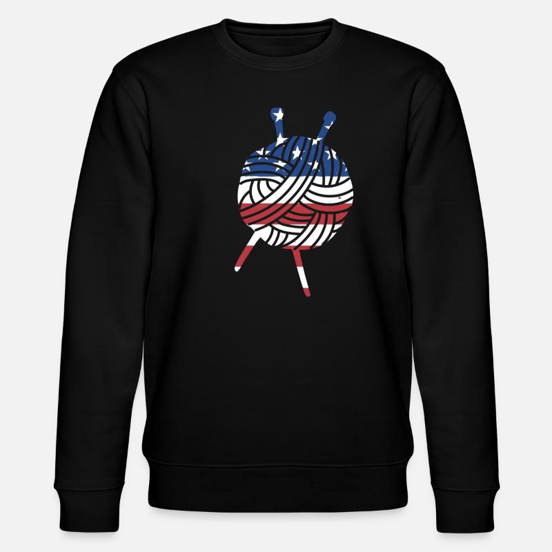 Crocheter Us Flag Crocheting - Stanley/Stella CHANGER Unisex Organic Sweatshirt - black