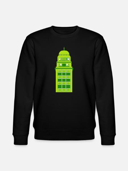 Retro Green Tower Clock - Stanley/Stella CHANGER Unisex Organic Sweatshirt - black