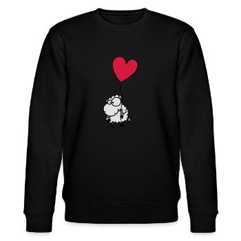 Liebes Schaf - mit Herz Ballon - Stanley/Stella Unisex Bio-Sweatshirt CHANGER  - Schwarz - Vorne - Nik (191cm) & Marisol (170cm)