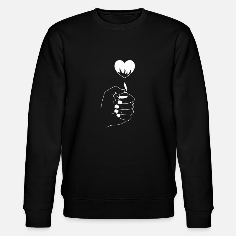 Herz Feuerzeug - Stanley/Stella Unisex Bio-Sweatshirt CHANGER - Schwarz