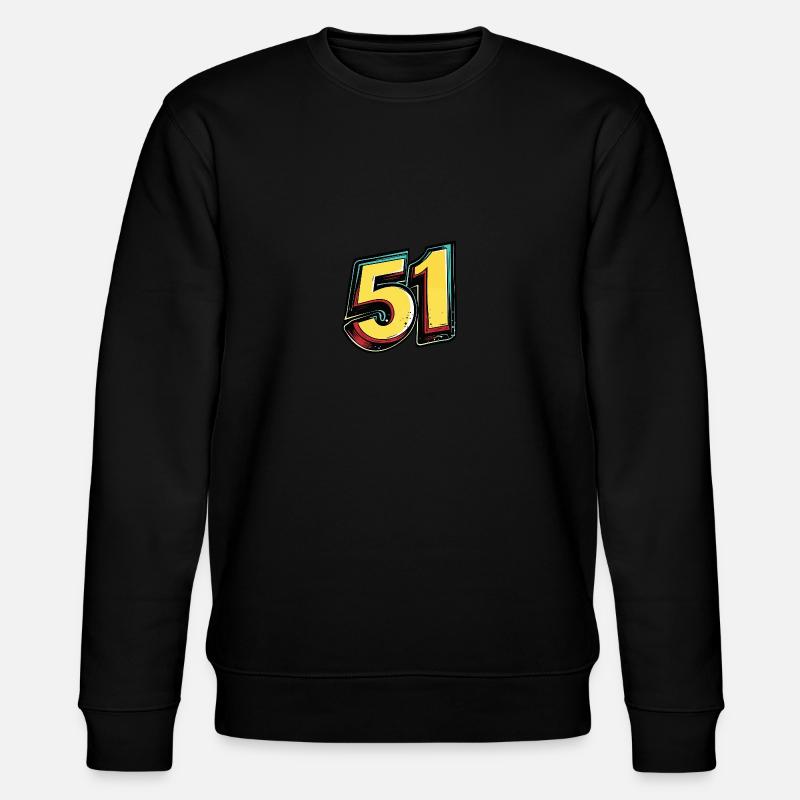 51 Zahl Comic - Stanley/Stella Unisex Bio-Sweatshirt CHANGER  - Schwarz
