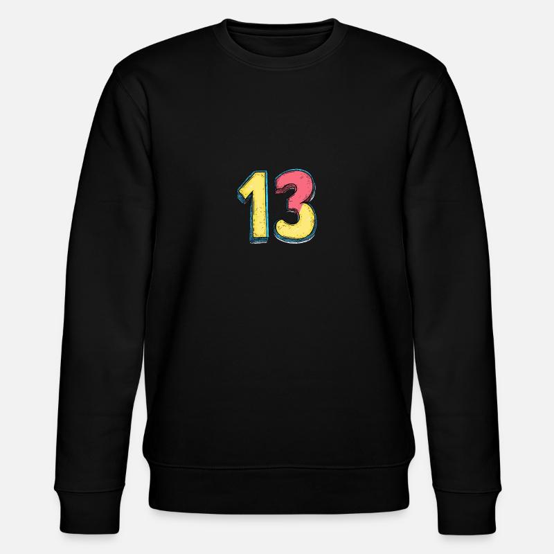 13 Zahl Comic - Stanley/Stella Unisex Bio-Sweatshirt CHANGER  - Schwarz