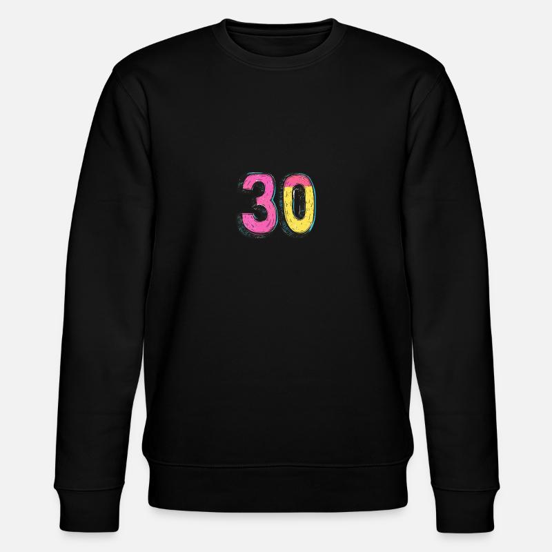 30 Zahl Comic - Stanley/Stella Unisex Bio-Sweatshirt CHANGER  - Schwarz
