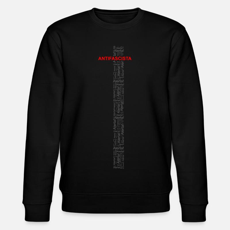 Alert! Antifascista! - Wortkunst rot/grau - Stanley/Stella Unisex Bio-Sweatshirt CHANGER  - Schwarz